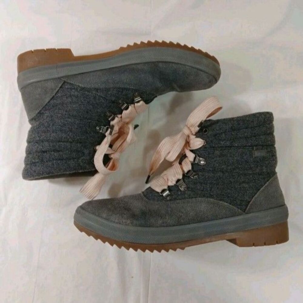 Keds Camp Boots Size 10 Gray Suede Wool Blend Pink Laces Gorpcore